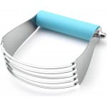 Spring Chef Large Dough Blender For Baking, Dishwasher Safe Dough Cutter Tool, Stainless Steel Pastry Cutter Tool with Sharp Blades, Manual Pastry Blender for Easy Mixing - Aqua Sky