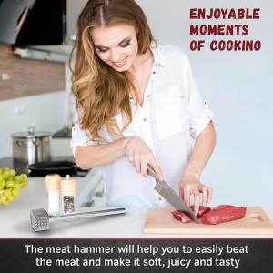 Meat Tenderizer 1 pcs Aluminium Mallet Dual-Sided - Tenderizer Tool Kitchen Pounder - Home Hammer for Tenderizing Ice Steak Stainless Veal & Chicken Safe Beater 1309479