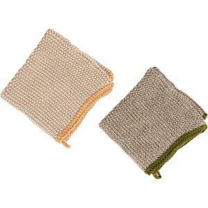 Creative Co-Op Square Cotton Knit (Set of 2) Dish Cloth, Multi (DF3785)