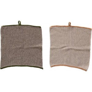 Creative Co-Op Square Cotton Knit (Set of 2) Dish Cloth, Multi (DF3785)