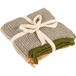 Creative Co-Op Square Cotton Knit (Set of 2) Dish Cloth, Multi (DF3785)