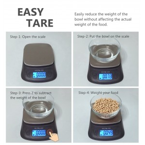 NUTRI FIT Ultra Slim Kitchen Scale Digital Food Weight Scale for Baking Cooking in Grams and Ounces Tare & Backlit LCD Display 11lb 5kg Capacity- Black/Stainless Steel