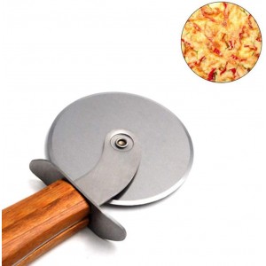 Stainless Steel Pizza Slicer, 20cm Classic Pizza Wheel Kitchen Gadget Pizza Cutters with Anti-Slip Wooden Handle