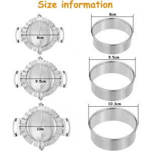 3 Pieces Dumplings Maker Dumpling Molds with 3 Pieces Dumpling Skin Maker in 10 Cm/ 9.5 Cm/ 8 cm Dumpling Wrapper Cutter Pie Ravioli Empanada Press Mold for Chinese New Year Kitchen