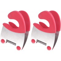 2pcs Stainless Steel Pot Clip Holder -scald Rubber Grip Convenient Spoon Rest Clip for Kitchen Utensils for Cooking Food Preparation Red