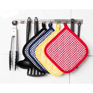5 PCS Pot Holders for Kitchen, Cotton Potholers with Great Heat Resistance, Hot Pads, Trivets for Cooking and Baking Blue