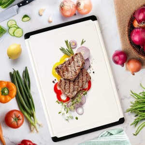 Extra-Large Cutting Board for Kitchen, 18” Reversible Cutting Board with Juice Groove, Dishwasher Safe Plastic Chopping Board Non-Slip Grip for Meal Prep, Meat, Vegetables, and Everyday Cooking