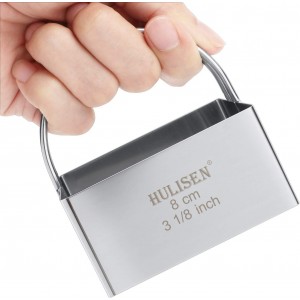 HULISEN Square Biscuit Cutter Set (4 Pieces/Set), Stainless Steel Cookies Cutter with Handle, Professional Baking Dough Tools, Gift Package (Square)