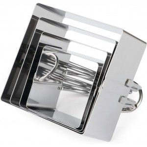 HULISEN Square Biscuit Cutter Set (4 Pieces/Set), Stainless Steel Cookies Cutter with Handle, Professional Baking Dough Tools, Gift Package (Square)