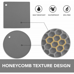 Joyhalo Trivets for Hot Dishes - Hot Pads for Kitchen, Silicone Pot Holders for Hot Pots and Pans, Silicone Mats for Kitchen Countertops, Table, Flexible Easy to Wash and Dry, Grey