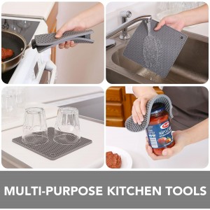 Joyhalo Trivets for Hot Dishes - Hot Pads for Kitchen, Silicone Pot Holders for Hot Pots and Pans, Silicone Mats for Kitchen Countertops, Table, Flexible Easy to Wash and Dry, Grey