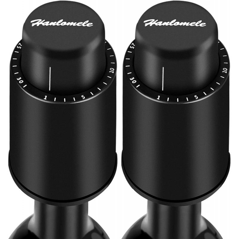 [2 PACK]Wine Bottle Stoppers, Reusable Wine Stoppers, Vacuum Wine Preserver with Time Scale Record, Wine Savers Vacuum Pump Corks Keep Wine Really Fresh, Best Gift Accessories.
