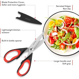 iBayam Kitchen Scissors All Purpose Heavy Duty, Kitchen Utensils Set, Stainless Steel Cooking Utensils Gadgets, Meat Poultry Food Shears Dishwasher Safe Utility Tools Home Gift, with Protective Sheath