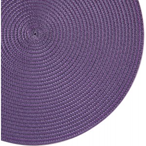 Placemats, Crossweave Heat Resistant Classic Woven Round Place Mats Diameter 13.5 inch for Kitchen Table Set of 6 (Purple)