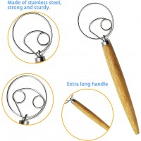 ​Listenman Danish Dough Whisk Bread Mixer & Egg Whisk Kits, 2 Pack Premium Stainless Steel Dutch & 1 Pack Hand Push Rotary Blender for Pastry Pizza Dough, with a Dough Scraper for Bread​