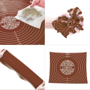 LIMNUO Silicone Baking Mat, Extra Thick Large Non Stick Pastry Mat Sheet for Dough Pie Crust Rolling Mats (Brown, M-16''(W)*20''(L))