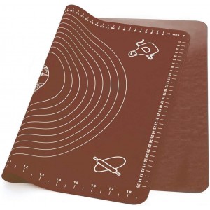 LIMNUO Silicone Baking Mat, Extra Thick Large Non Stick Pastry Mat Sheet for Dough Pie Crust Rolling Mats (Brown, M-16''(W)*20''(L))