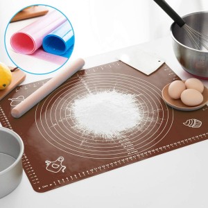 LIMNUO Silicone Baking Mat, Extra Thick Large Non Stick Pastry Mat Sheet for Dough Pie Crust Rolling Mats (Brown, M-16''(W)*20''(L))