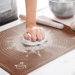 LIMNUO Silicone Baking Mat, Extra Thick Large Non Stick Pastry Mat Sheet for Dough Pie Crust Rolling Mats (Brown, M-16''(W)*20''(L))