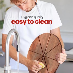 Hans Grill Pizza Cutting Board and Pizza Cutter Rocker Blade Gift Set Professional Stainless Steel Food Slicer with 13.5