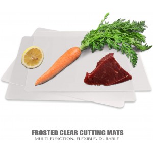 Fotouzy Flexible Plastic Cutting Boards for Kitchen, 4 Frosted Clear Cutting Mats 15 x 12 In, BPA-Free, Non-Porous, and Dishwasher Safe, Set of 4