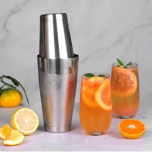 Cocktail Shaker Tins Set Stainless Steel, Pro Bar Style Boston Shakers Bartending, Two Piece Martini Shaker Cup Drink Mixer for Bartender – Silver Bar Tools Weighted Metal Shaking Tin