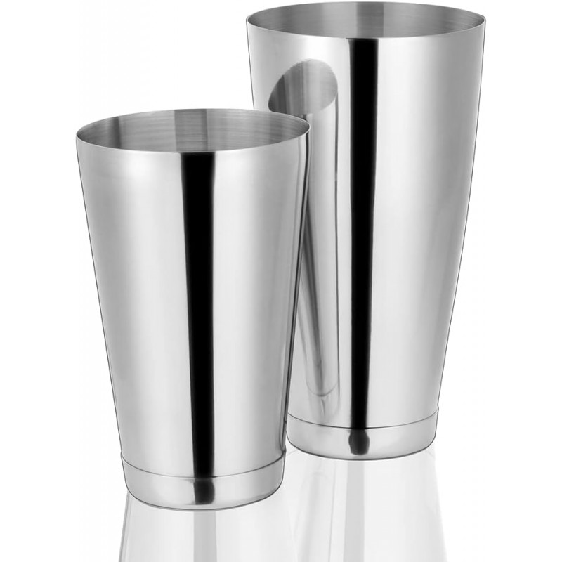 Cocktail Shaker Tins Set Stainless Steel, Pro Bar Style Boston Shakers Bartending, Two Piece Martini Shaker Cup Drink Mixer for Bartender – Silver Bar Tools Weighted Metal Shaking Tin
