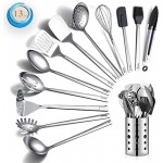 Stainless Steel Cooking Utensils Set, Berglander 13 Pieces Kitchen Utensils Set, Kitchen Tools Set With Utensil Holder Non-Stick And Heat Resistant,Dishwasher Safe, Easy to Clean (13 Packs)