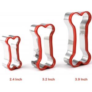 3-Piece Dog Bone Cookie Cutters Set - Dog Treats Cutters, Bone Shapes, 2.4