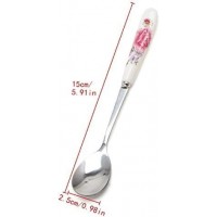 6 Pack Stainless Steel Coffee Spoon Ceramic Handle Teaspoon Sugar Ice Cream Desert Spoon Stirring Soup Tableware