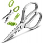 ONEBOM Kitchen Shears 2 Pack,Multi-Function Kitchen Scissors Heavy Duty Sharp 304 Stainless Steel, Apartment Kitchen Accessories Cooking Shears for Chicken,Meat,Fish,Poultry(Sliver)