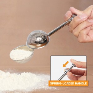 HULISEN Flour Duster for Baking, One-Handed Operation, 304 Stainless Steel Powdered Sugar Shaker Duster, Pick Up and Dust Flour Sifter, Gift Package