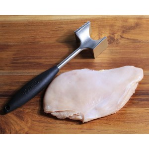 Cast Stainless Steel Meat Tenderizer - Heavy Duty Dishwasher Safe Hammer Mallet Tool & Chicken Pounder