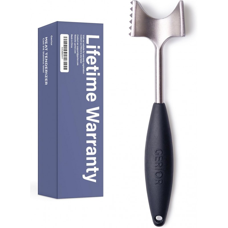 Cast Stainless Steel Meat Tenderizer - Heavy Duty Dishwasher Safe Hammer Mallet Tool & Chicken Pounder