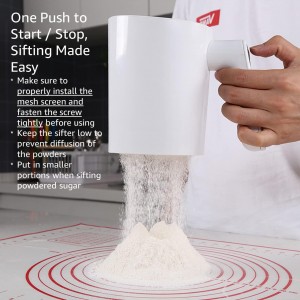 Battery Operated Electric Flour Sifter For Baking, Efficient and Effortless, Friendly to Arthritis Joint Pain, 4 Cup Large Capacity, Washable Bowl Easy to Clean, Safe Fine Stainless Steel Mesh Sieve