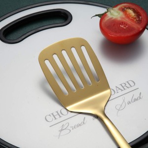 Gold Spatulas, Berglander Slotted Turner Titanium Gold Plating, Metal Turner For Cooking, Kitchen Barbecue Spatulas, Dishwasher Safe, Easy to Clean