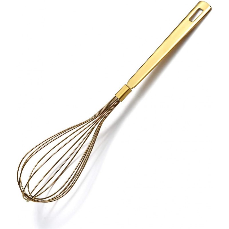 Gold Whisk, Berglander Whisk For Cooking With Titanium Gold Plating, Stainless Steel Balloon Whisk, Sturdy Kitchen Wire Whisk Set for Cooking, Baking, Blending, Beating, Dishwasher Safe, Easy to Clean