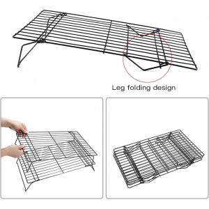 Cooling Rack, 3-Tier Stainless Steel Stackable Baking Cooking Cooling Racks for Cooling Roasting Grilling, Collapsible & Heavy Duty, Oven & Dishwasher Safe