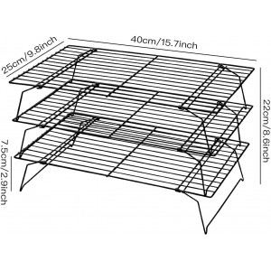 Cooling Rack, 3-Tier Stainless Steel Stackable Baking Cooking Cooling Racks for Cooling Roasting Grilling, Collapsible & Heavy Duty, Oven & Dishwasher Safe