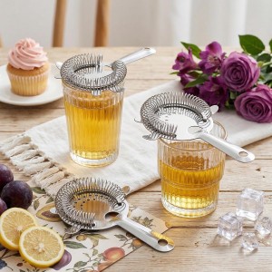 WUWEOT 9 Pack Cocktail Strainer, 4-Prong Stainless Steel Bar Strainer, 6 Inches Silver Bar Tool Drink Strainer with 100 Wire Spring for Bartenders and Mixologists