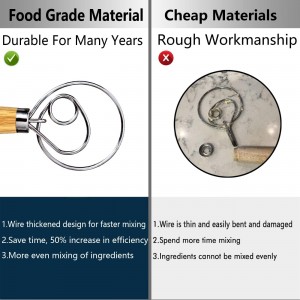 Danish Dough Whisk, Sourdough Tools For Bread Mixer, Dutch Style Bread Whisk For Sourdough Cooking Kitchen with Stainless Steel Danish Sourdough Whisks Bread Mixer 13