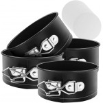 MASSUGAR Springform Pan 4 Pack 4-Inch Mini Cake Pan with 50 Pcs Parchment Paper Liners, Nonstick Leakproof Cheesecake Pan for Mini Cheesecakes Pizzas and Quiches