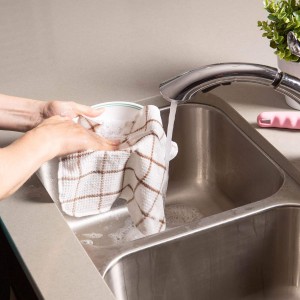 DII Scrubber Dishcloths Collection Windowpane Dishrag Set, 12x12, White/Stone Stripe, 6 Piece