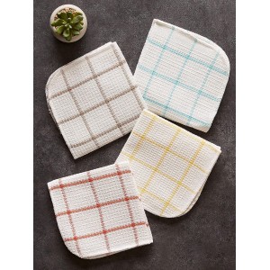 DII Scrubber Dishcloths Collection Windowpane Dishrag Set, 12x12, White/Stone Stripe, 6 Piece