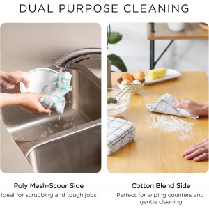 DII Scrubber Dishcloths Collection Windowpane Dishrag Set, 12x12, White/Stone Stripe, 6 Piece