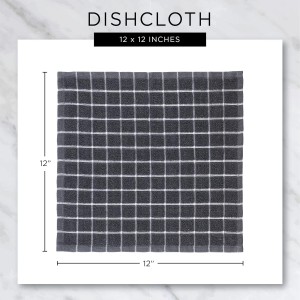 DII Scrubber Dishcloths Collection Windowpane Dishrag Set, 12x12, White/Stone Stripe, 6 Piece