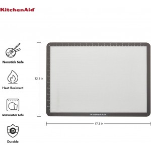 KitchenAid Silicone Large Baking Mat, 12x17-Inch, Gray