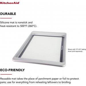 KitchenAid Silicone Large Baking Mat, 12x17-Inch, Gray