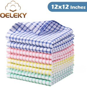 Oeleky Dish Cloths for Kitchen Washing Dishes, Super Absorbent Dish Rags, Cotton Kitchen Dish Towels Pack of 8, 12x12 Inches