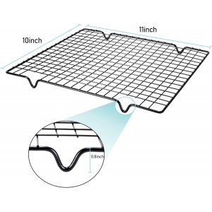 Lamoutor 2Pcs Metal Kitchen Baking Cooling Rack Square Wire Cooling Rack for Cake and Meat 10 x 11 inches (Black)